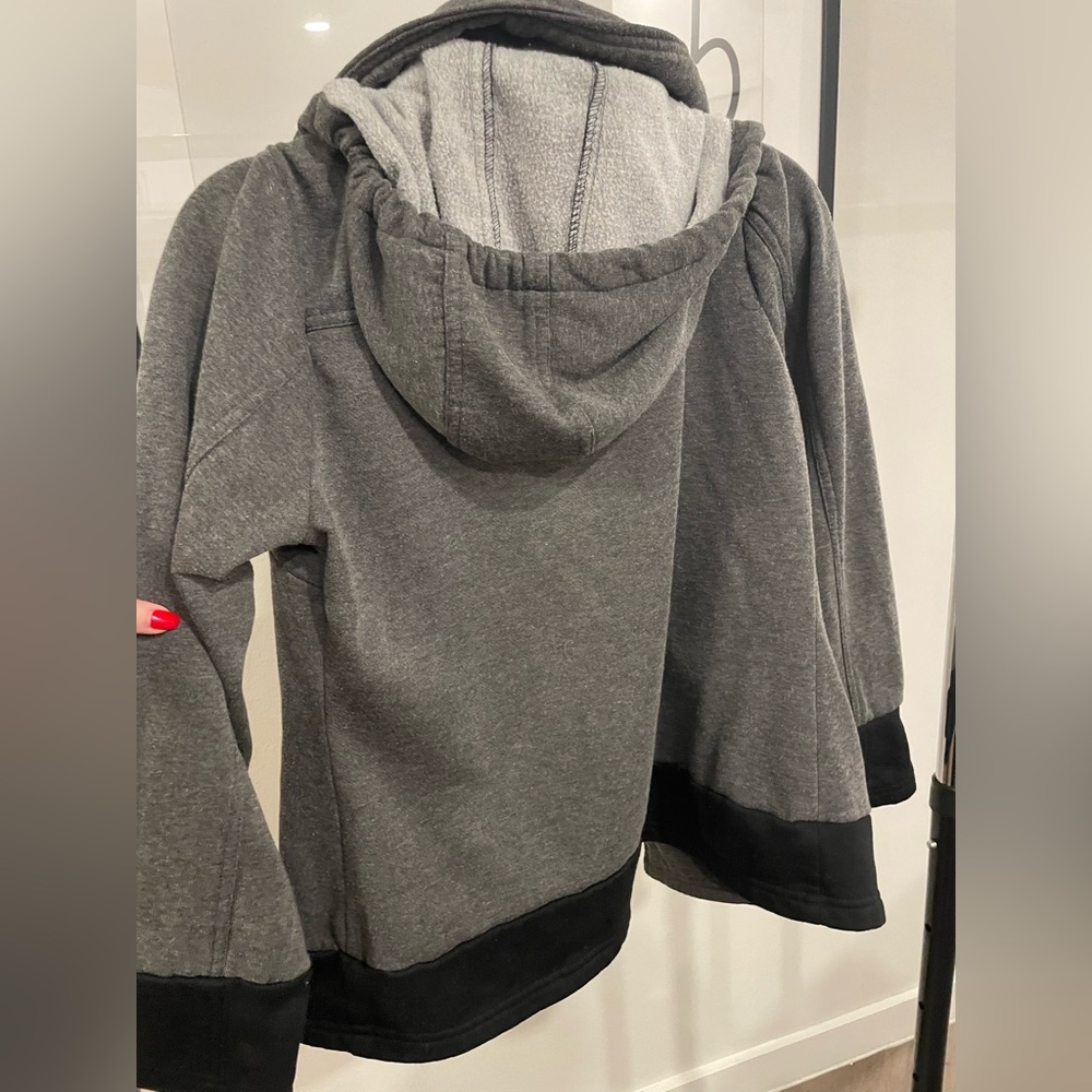 Grey & black coat w/ detachable hood - Picture 4 of 8
